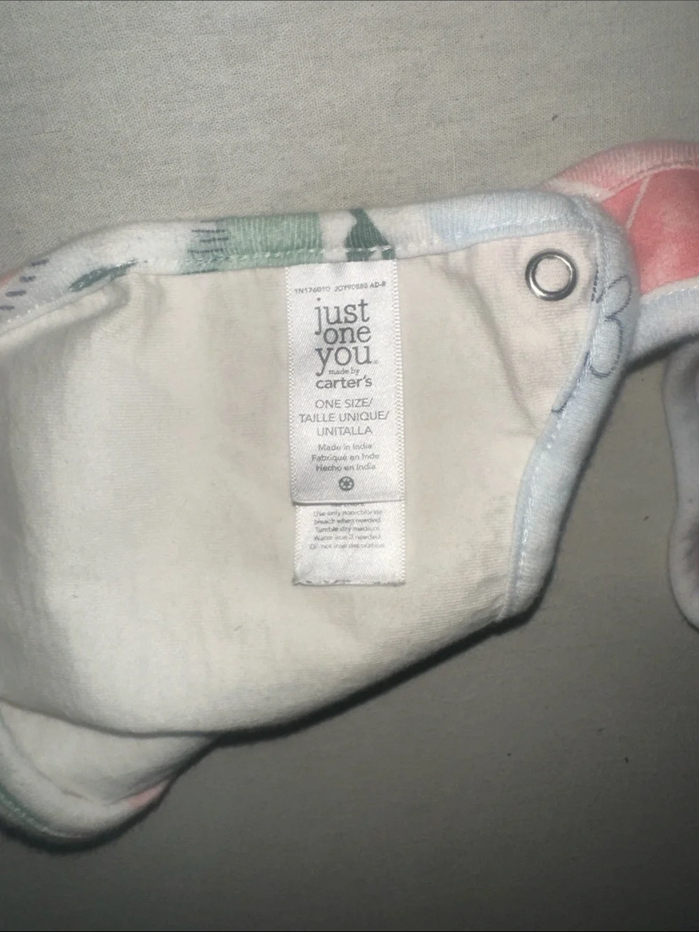 Kids OS Floral Snap Baby Bib in Cream and Pastel Colors